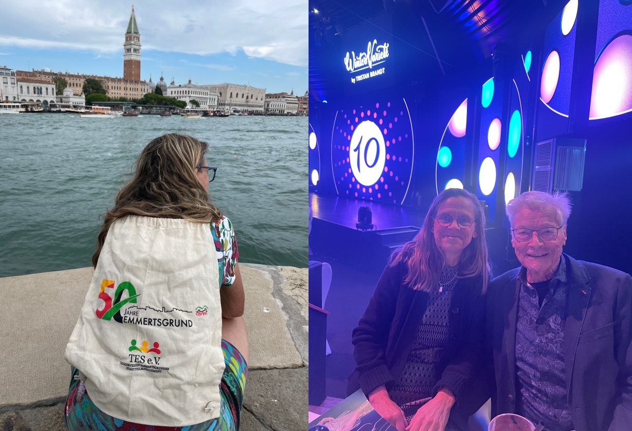 Astrid Sprenger-Hentschel in Venedig und das Ehepaar im Festzelt