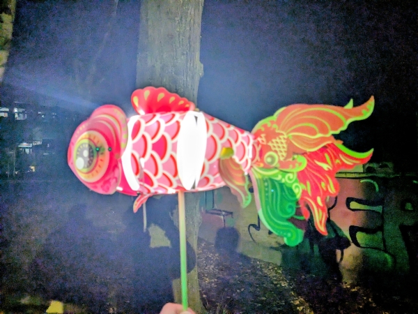 Eine der vielen bunten Laternen vom Martinsumzug