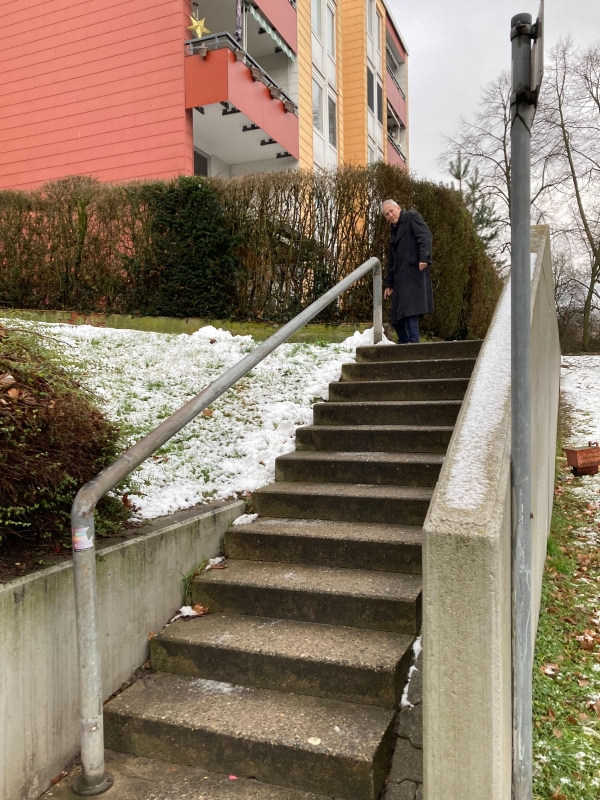 Aufgang zum Treff22: Standort der ehemaligen Lampe