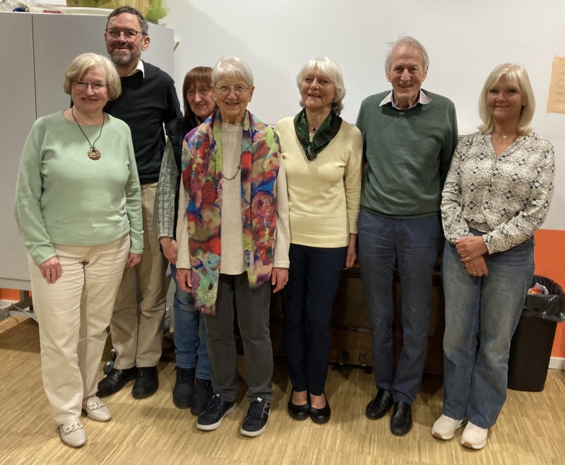 Der Vorstand v.l.: Elisabeth Schladitz, Ansgar Hofmann (1. Vorsitzender), Beate Steinel, Ursula Merbach, Ulrike Jessberger (Schriftführerin), Hans Hippelein (2. Vorsitzender) und Andrea Schliwa (Schatzmeisterin)